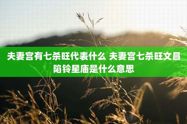 夫妻宫有七杀旺代表什么 夫妻宫七杀旺文昌陷铃星庙是什么意思
