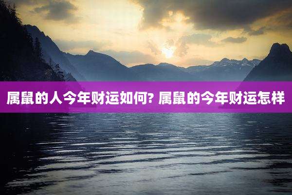 属鼠的人今年财运如何? 属鼠的今年财运怎样