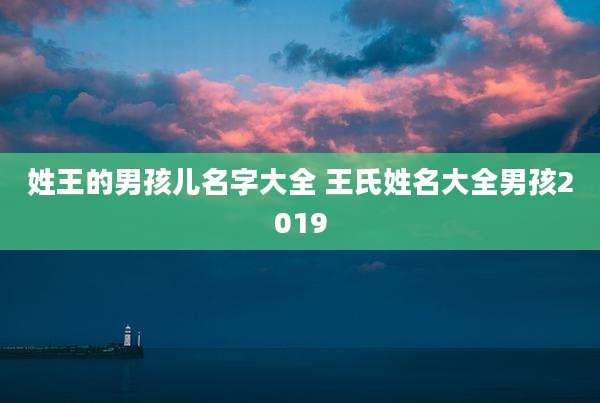 姓王的男孩儿名字大全 王氏姓名大全男孩2019
