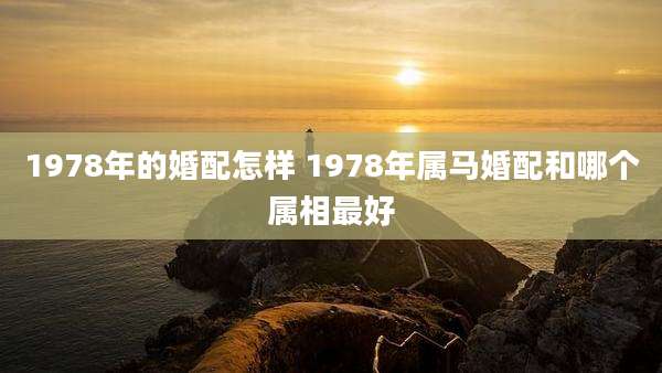 1978年的婚配怎样 1978年属马婚配和哪个属相最好
