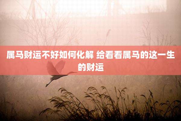 属马财运不好如何化解 给看看属马的这一生的财运