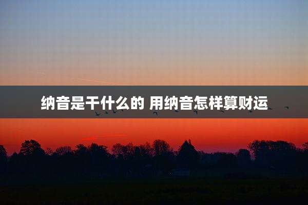 纳音是干什么的 用纳音怎样算财运