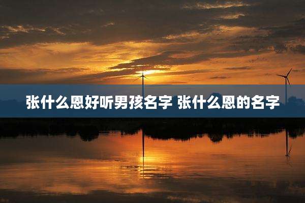 张什么恩好听男孩名字 张什么恩的名字