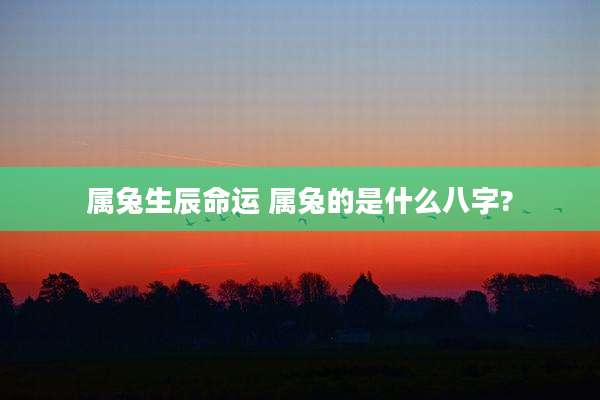 属兔生辰命运 属兔的是什么八字?