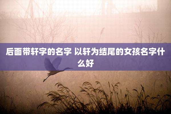 后面带轩字的名字 以轩为结尾的女孩名字什么好