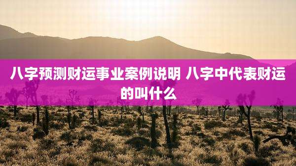 八字预测财运事业案例说明 八字中代表财运的叫什么