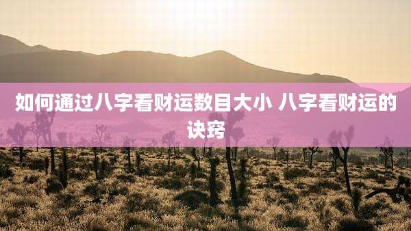 如何通过八字看财运数目大小 八字看财运的诀窍