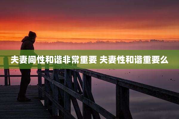 夫妻间性和谐非常重要 夫妻性和谐重要么