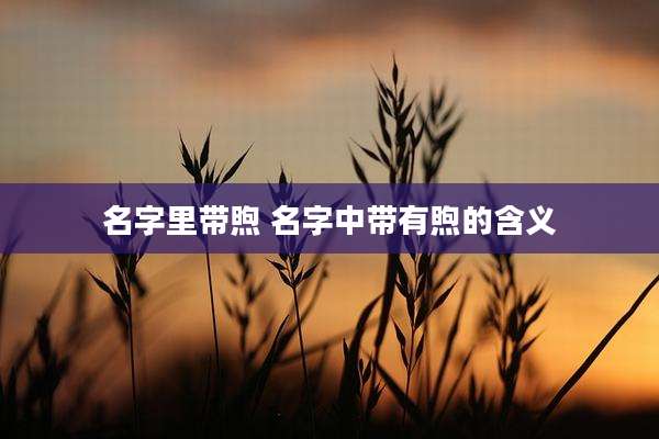 名字里带煦 名字中带有煦的含义