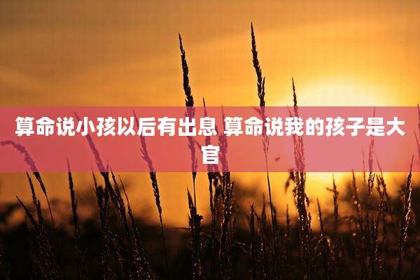 算命说小孩以后有出息 算命说我的孩子是大官