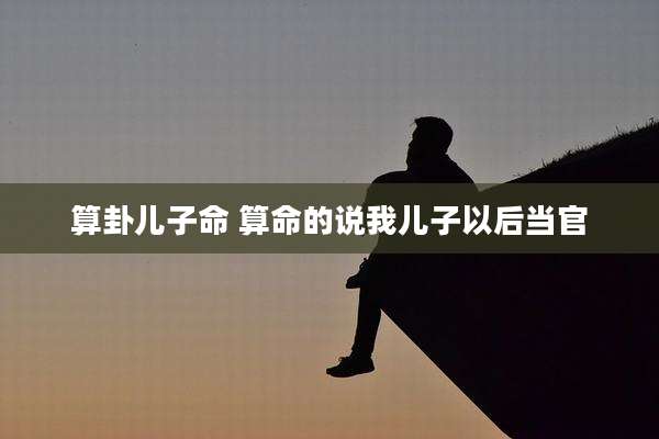 算卦儿子命 算命的说我儿子以后当官