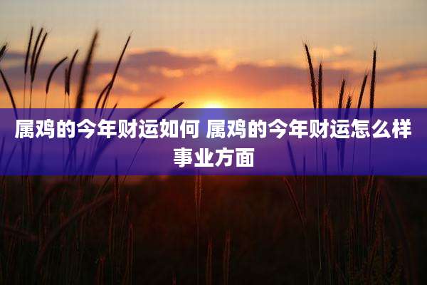 属鸡的今年财运如何 属鸡的今年财运怎么样事业方面