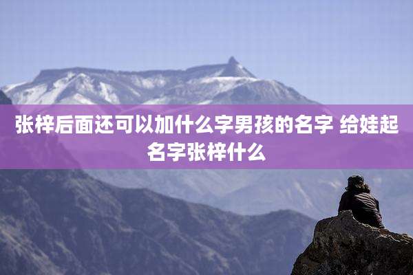 张梓后面还可以加什么字男孩的名字 给娃起名字张梓什么