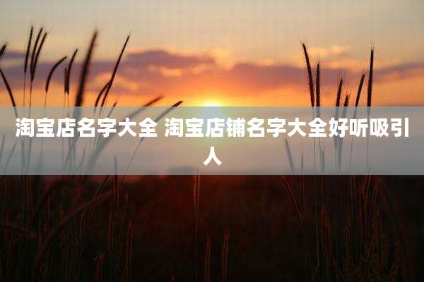淘宝店名字大全 淘宝店铺名字大全好听吸引人