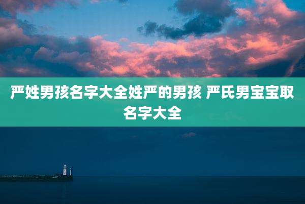 严姓男孩名字大全姓严的男孩 严氏男宝宝取名字大全