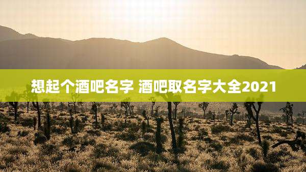 想起个酒吧名字 酒吧取名字大全2021