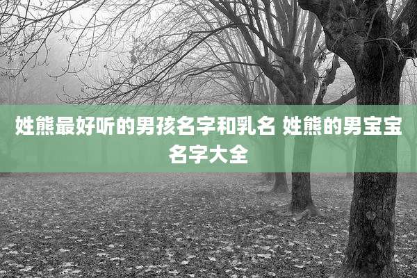 姓熊最好听的男孩名字和乳名 姓熊的男宝宝名字大全