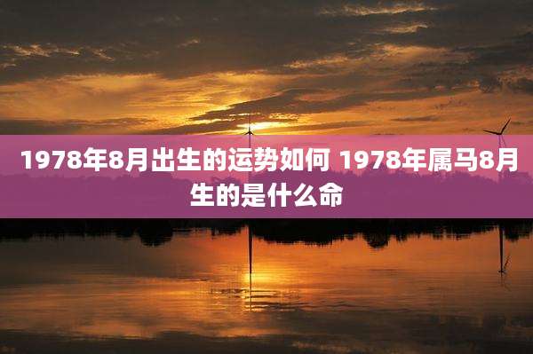 1978年8月出生的运势如何 1978年属马8月生的是什么命