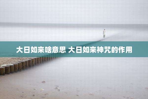 大日如来啥意思 大日如来神咒的作用