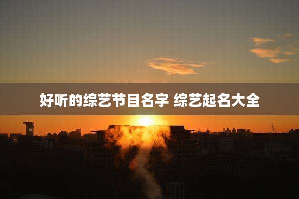 好听的综艺节目名字 综艺起名大全