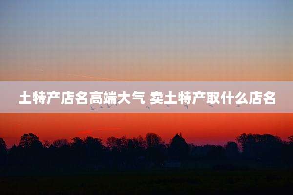 土特产店名高端大气 卖土特产取什么店名