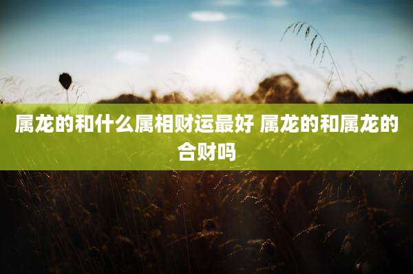属龙的和什么属相财运最好 属龙的和属龙的合财吗