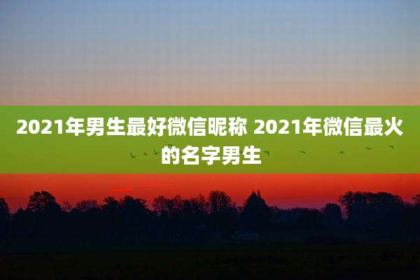 2021年男生最好微信昵称 2021年微信最火的名字男生