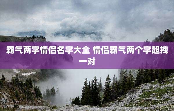 霸气两字情侣名字大全 情侣霸气两个字超拽一对