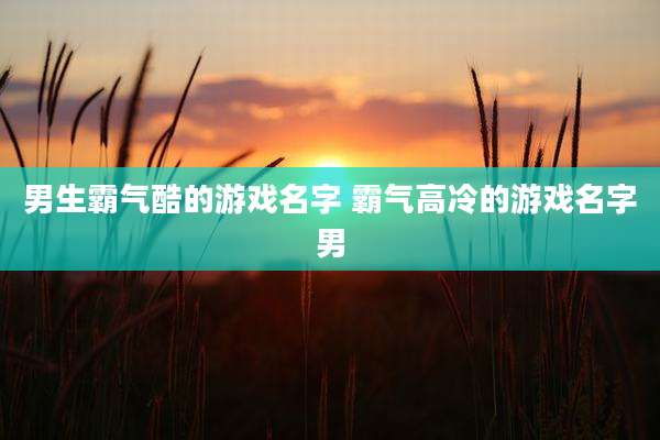 男生霸气酷的游戏名字 霸气高冷的游戏名字男