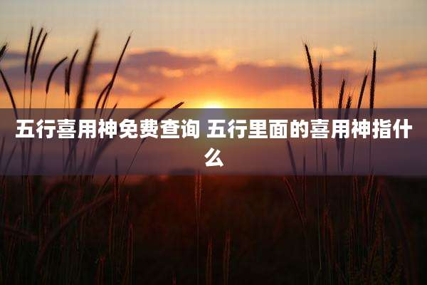 五行喜用神免费查询 五行里面的喜用神指什么