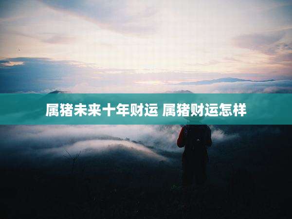 属猪未来十年财运 属猪财运怎样