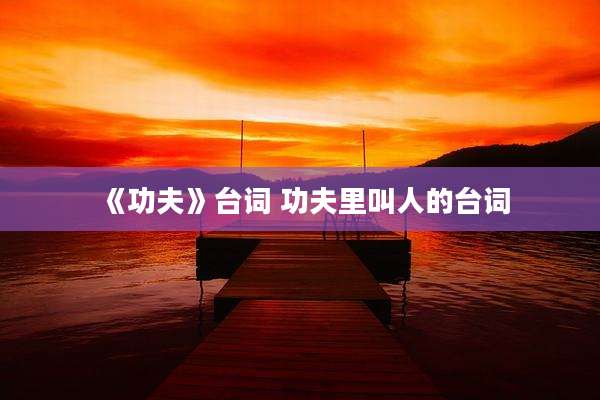 《功夫》台词 功夫里叫人的台词