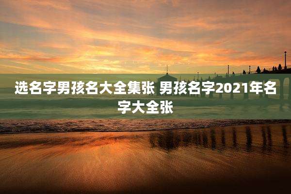 选名字男孩名大全集张 男孩名字2021年名字大全张