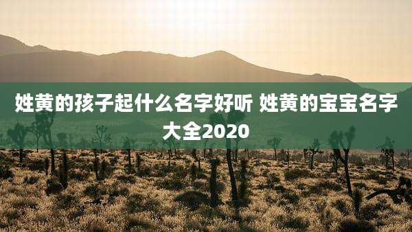 姓黄的孩子起什么名字好听 姓黄的宝宝名字大全2020