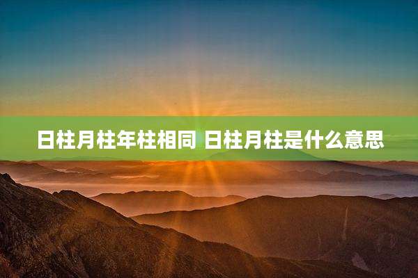 日柱月柱年柱相同 日柱月柱是什么意思