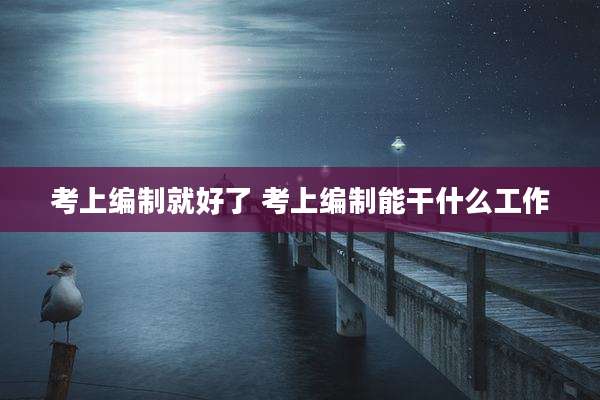 考上编制就好了 考上编制能干什么工作