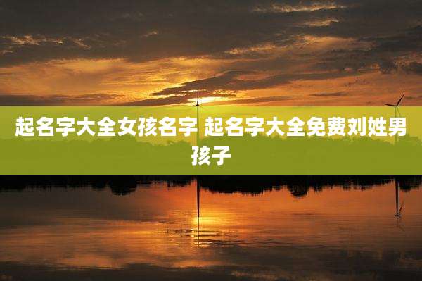 起名字大全女孩名字 起名字大全免费刘姓男孩子