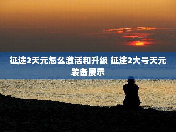 征途2天元怎么激活和升级 征途2大号天元装备展示