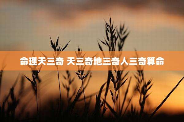 命理天三奇 天三奇地三奇人三奇算命