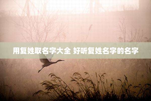 用复姓取名字大全 好听复姓名字的名字