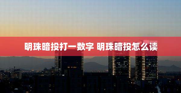 明珠暗投打一数字 明珠暗投怎么读