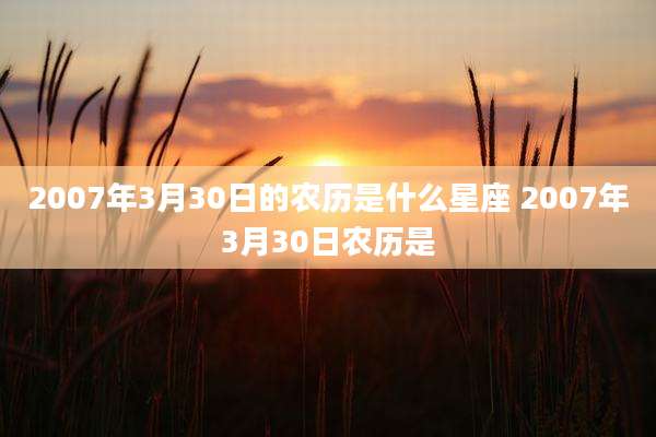 2007年3月30日的农历是什么星座 2007年3月30日农历是