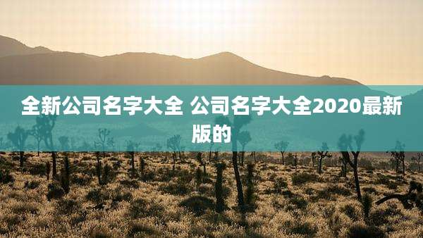 全新公司名字大全 公司名字大全2020最新版的