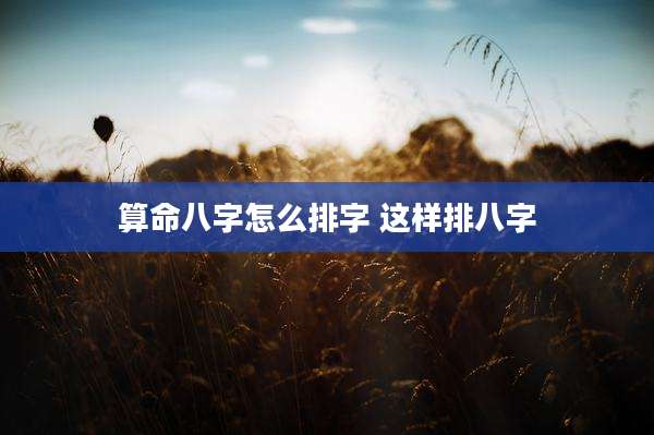 算命八字怎么排字 这样排八字