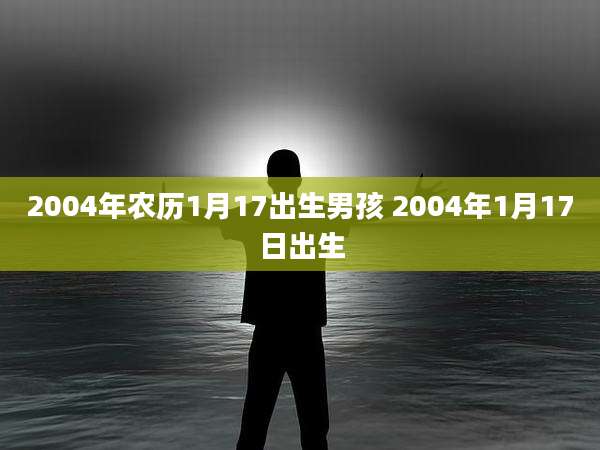 2004年农历1月17出生男孩 2004年1月17日出生