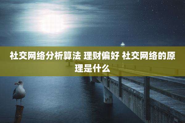 社交网络分析算法 理财偏好 社交网络的原理是什么