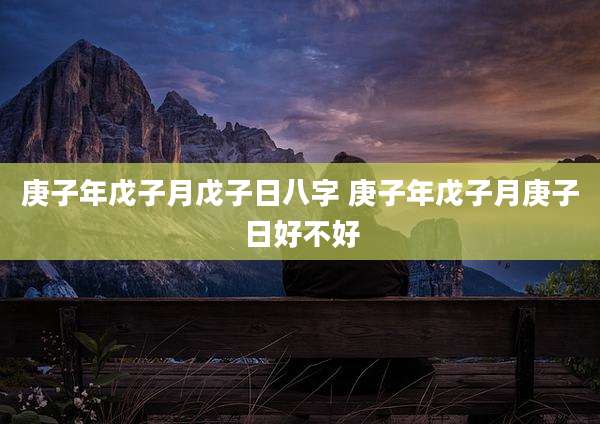 庚子年戊子月戊子日八字 庚子年戊子月庚子日好不好
