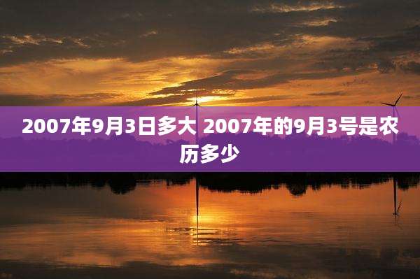 2007年9月3日多大 2007年的9月3号是农历多少