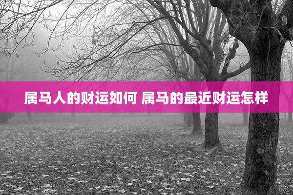 属马人的财运如何 属马的最近财运怎样