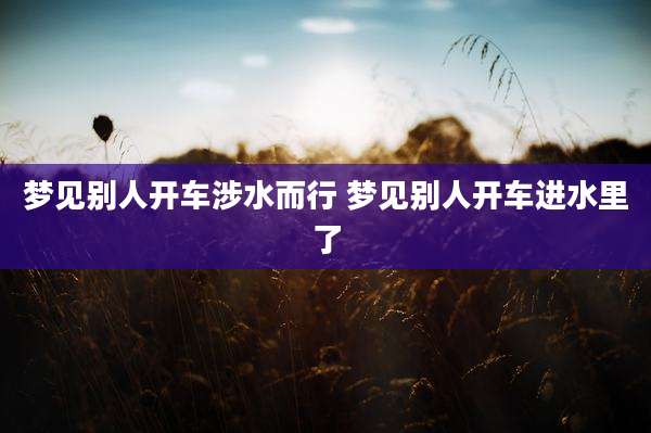 梦见别人开车涉水而行 梦见别人开车进水里了
